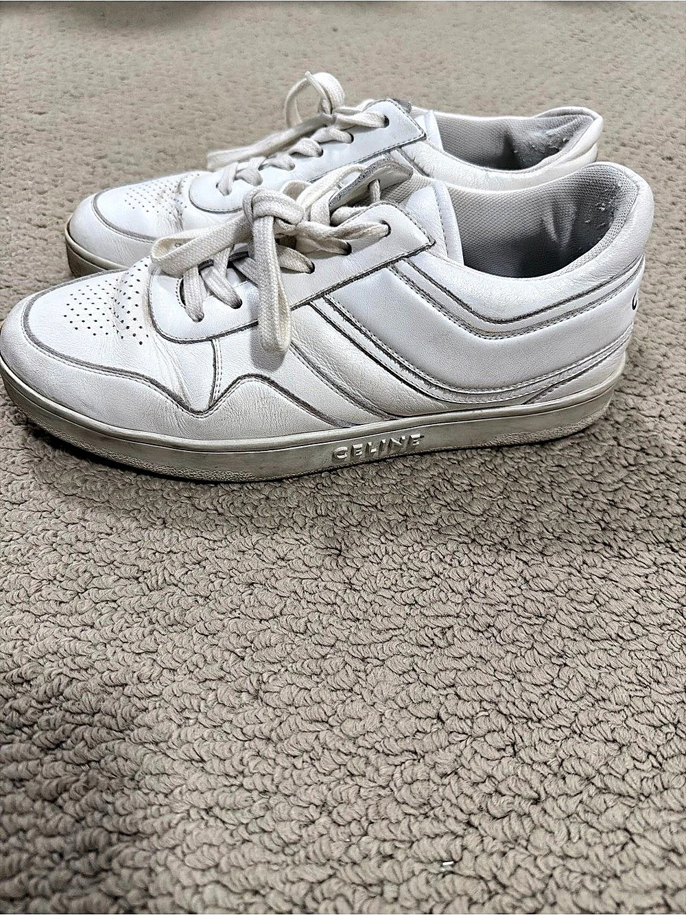 CELINE CT-02 Mid Sneaker with Scratch in Calfskin Sneakers White EU 39 - Picture 4 of 5